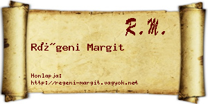 Régeni Margit névjegykártya